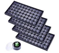 PH PandaHall 4 Sets Gem Display Case 200pcs Black Jewellery Storage Box Diamond Display Box with 3.15cm Column Jars for Collectibles Rhinestone Crystal Nail Beads Small Items Storage, 37.5x21x2.6cm
