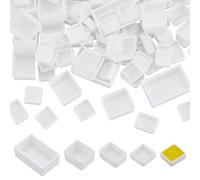 PH PandaHall 4 Sizes 120pcs Empty Watercolor Paint Pans White Plastic Pan Artist Half Pans Painting Travel Tin for Watercolor Palette Color Mixing Oils Acrylics Art Drawing Supplies 0.3/0.6/2/3.2ml
