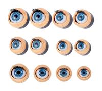 PH PandaHall 4 Sizes 3D Safety Eyes 4 Pairs Half Round Eyeball with Eyelash Blue Amigurumi Movable Eye Puppet Stuffed Simulated Eyeball for Puppet Bear Stuffed Animal, 15/17/18/20mm