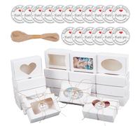 PH PandaHall 4 Styles 100pcs White Gift Box Kraft Paper Box Homemade Soap Boxes Small Presents Packaging Boxes with 20m/21.8 Yards Cord for Christmas Party Favor Candy Treat, 9.4x6.2x3.2cm
