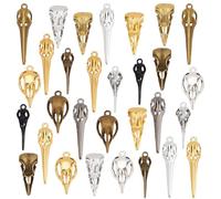 PH PandaHall 4 Styles 60pcs Gothic Bird Head Skull Charms Alloy Raven Skull Charm Tibetan Style Bird Head Skeleton Charms Pendant for Halloween Bracelet Necklace Jewelry Making