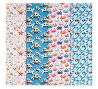 PH PandaHall 4 Styles Ocean Animal Fabric Bundles 50x45cm Turtle Shark Fabrics Starfish Quilting Patchwork Coral Fish Sewing Fabrics Sea Crab Polycotton Fabric for Summer Beach Seaside Sewing Craft