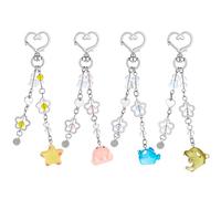 PH PandaHall 4 Styles Ocean Theme Cute Keychain, Glass Pendant Kawaii Keychain Flower Heart Shape Lovely Backpack Keychains for Handbag Phone Case Wallet Key Rings Charms Decoration