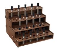 PH PandaHall 4-Tier Wooden Essential Oil Organizer Holder, 68 Holes Tabletop Essential Oil Display Stand Cosmetic Storage Organizer Vintage Wood Oil Perfume Rack for 3 4 5ml Bottles, Coconut Brown