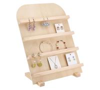 PH PandaHall 4-Tier Wooden Jewellery Display Stand Earring Card Displays Tower Bracelets Stands Rack Craft Fairs Showcase Holder with Slots for Selling Retail Jewellery Showing Exhibition Storage