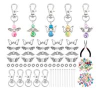 PH PandaHall 40 Sets Angel Keychain Making Kit, Swivel Snap Hooks with Metal Angel Wing Beads Spacer Beads Round Pearl Bead Clay Bead for DIY Keychain Making Wedding Christmas Decor Stocking Stuffers