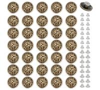 PH PandaHall 40 Sets Screw Back Buttons 15mm Auspicious Clouds Screw Rivet Buckles Round Conchos Back Antique Bronze Chinese Style Replacement Buttons with 2 Sizes Screws for DIY Leather Sewing Craft