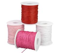PH PandaHall 400 Yards 4 Rolls Waxed Cotton Cord 1mm for Bracelet Making Round Craft Thread for Jewelry Making Beading Necklace String White/Pink/Rose/Red
