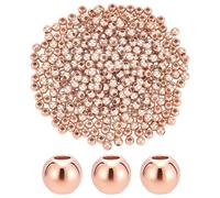 PH PandaHall 400pcs 14K Rose Gold Plated Spacer Beads 4mm Round Ball Beads Stackable Loose Bead Rondelle Metal Bracelet Spacer Bead for Bracelet Necklace Earring Jewellery Beading Craft Making