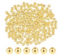 PH PandaHall 400pcs 18K Gold Plated Beads 4mm Long-Lasting Round Beads Meatl Spacer Bead Seamless Loose Ball Bead for Summer Hawaii Stackable Necklace, Bracelet, Earring Making