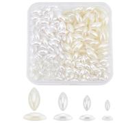 PH PandaHall 400pcs 4 Sizes Horse Eye Flatback Pearls Cream Half Pearl Beads Craft Pearls for Wedding Shoe Phone Decoration Beige Half Pearls for DIY Scrapbook Hair Accessory Nail Art 6~12mm