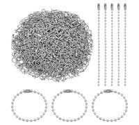 PH PandaHall 400pcs Ball Chain 3.7~3.9 inch Bead Chain 2.4mm Wide Platinum Key Chains Iron Keychain Extension Chains for Dog Tag Bracelet Necklace Making Holiday Jewelry Craft Projects
