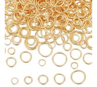 PH PandaHall 400pcs Closed Jumps Rings, 5 Size Brass Soldered Jump Rings 18~21 Gauge Golden Round Chainmail Ring Junction Ring Jewellery Connector for DIY Bracelets Necklaces Keychain, 5~10mm