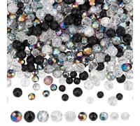 PH PandaHall 400PCS Faceted Rondelle Crystal Beads 10 Colors Electroplate Glass Beads Clear Black Crystal Spacer Bead Assorted Jewelry Bead for DIY Crafts Bracelet Jewellery Making Wind Chimes 6/8mm
