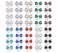 PH PandaHall 40pcs 10 Colors Rhinestone Bow Charms, Colorful Bow Pendant Metal Bow Dangle Pendants Bowknot Charms for Bracelet Necklace Earrings Jewellery Making DIY Crafts