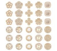 PH PandaHall 40pcs 10 Style Enamel Rhinestone Buttons, Pearl Buttons Gold Flower Buttons Sew on Clothing Buttons Decorative Buttons for DIY Jewellery Clothing Wedding Hair Decorations Wedding Bouquets