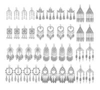 PH PandaHall 40Pcs 10 Styles Tassel Chandelier Charms for Jewellery Making, Chandelier Charms Alloy Vintage Charm Pendants for Bracelet Necklace Earring Jewellery Making, Antique Silver