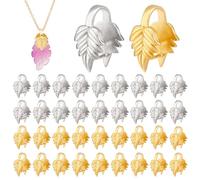 PH PandaHall 40pcs 2 Colours Brass Ice Pick Pinch Bails Jewellery Bails Pendant Connectors Leaf Shape Links for Jewellery Making Necklace DIY Handicrafts 17x11mm, Silver/Golden