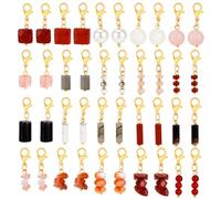 PH PandaHall 40pcs 20 Styles Gemstone Pendants, Mixed Stone Jewellery Charms Gold Crystal Pendants for Necklace Earring Making DIY Craft Gift Eid Mubarak Christmas Party Decoration Accessories