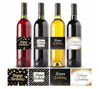 PH PandaHall 40pcs 4 Styles Adhesive Wine Labels for Bottles Happy Birthday Stickers Wine Tags for Anniversary Cocktail Party DIY Supplies Home Decorations 4 x3.3 Inch