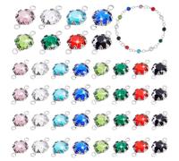 PH PandaHall 40Pcs 8 Colors Glass Connector Charms 11.8mm Faceted Flower Connector Links Birthstone Charm for Jewelry Making, Jewelry Connectors for DIY Bracelet Earrings Necklace