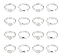 PH PandaHall 40pcs Adjustable Blank Rings, Silver Rings Base Pad Brass Finger Ring Settings Components with 6mm Round Pad for Jewellery Ring Cabochon Making Valentine Wedding Gift
