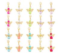 PH PandaHall 40pcs Angel Fairy Charms 10 Colors Angel Wing Charms Keychain Guardian Angels Pendants Heart Bead Pendants Dangle Charm with Clasps for Christmas Earring Necklace Bag Purse Keychain