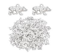 PH PandaHall 40pcs Bear Charms Pendants Tibetan Bear Beads Cute Small Animal Charms Antique Silver Charm Pendants for DIY Bracelet Necklace Jewellery Making Crafts Christmas Gifts