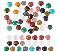 PH PandaHall 40PCS Gemstone Cabochons, 20 Styles 8mm Half Round Flatback Cabochons Quartz Crystal Tiles Cabochons No Hole Stone Gems for DIY Earring Necklace Bracelet Jewellery Making Home Decor