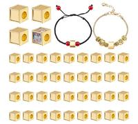PH PandaHall 40pcs Gold Personalized Four-Sided Photo Charm Cube Customized Picture Bead Customize Picture Charms for Women Bracelets Necklace Bead Present Key Chain Pendant Bag Pendant