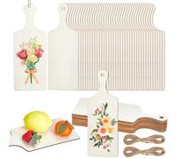 PH PandaHall 40pcs Mini Wooden Cutting Board with Handle 9.4"x3.5" Mini Chopping Board for Crafts Unfinished Craft Boards with 20m Jute Cord for DIY Kitchen Thanksgiving Christmas Home Decor