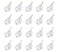 PH PandaHall 40pcs Pearl Charm, Irregular Pearls Pendant 30mm Long Pearls Dangle Charm White Pearl Charms with Loops for DIY Craft Wedding Earring Necklace Jewellery Making