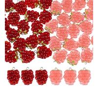 PH PandaHall 40pcs Resin Grape Charms 2 Colours Realistic Fake Grapes Translucent Pendants with Platinum Iron Loop for Jewellery Making Fruit Beads Decoration Home Wedding Party