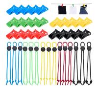 PH PandaHall 40pcs Sock Ties with Windproof Clips Set Laundry Strap Socks Clips Set Sock Locks Strap Your Socks Laundry Organize Tie Clips for Washing Machine and Dryer(20+20 5 Colors)