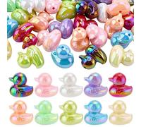 PH PandaHall 40pcs UV Duck Focal Beads 10 Colors Iridescent Opaque Animal Shape Beads Duck Acrylic Bead for Beadable Pens DIY Crafts Jewellery Making Necklace Bracelet Earring Gifts, 21x21mm