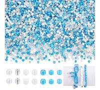 PH PandaHall 4200pcs 7 Colours Blue Series Glass Seed Beads 4mm Waist Beads Ocean Themed Mini Spacers for Bracelet Jewellery Making Assorted Craft Bead Set for Summer Seaside Beach Party