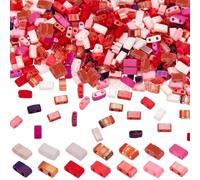 PH PandaHall 420pcs 14 Pink Colors Rectangle Half Tila Beads 2-Hole Glass Seed Beads Flat Square Craft Beads Japanese Glass Spacer Beads for Jewellery Bracelet Earrings Necklace Making, 4.5~5.5x2mm