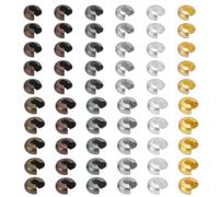 PH PandaHall 420pcs 6 Colors Brass Crimp Bead Cover Knot Cover Cap Cord End Caps Half Round Open Crimp Beads Covers for DIY Crafts Earring Bracelet Necklace Jewellery Making, 3mm 4mm