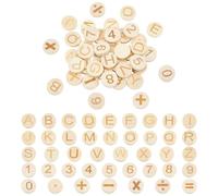 PH PandaHall 42Pcs 1.1" Wooden Alphabet Tiles Letter Chips Carved Slices with Numbers, Wooden Alphabet Tiles Scrabble Replacement Letters for DIY Arts Crafts Projects Educational