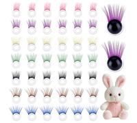 PH PandaHall 42pcs 7 Colors Safety Eyelash, 18mm Stuffed Animal Eyelashes Colorful Crochet Eyelashes Plastic Craft Eye Lashes Amigurumi Eyelash for Puppet Bear Teddy Bunny DIY Arts Crafts Making