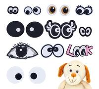 PH PandaHall 44pcs Embroidered Eyes Patches 11 Styles Iron on Sew on Patches with Lashes Cute Embroidered Appliques Decorative Patch for Clothes Jeans Backpacks Amigurumi Puppet