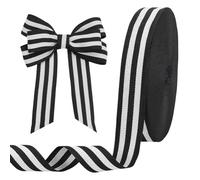 PH PandaHall 45.7m Black White Striped Ribbon 3cm Wide Christmas Grosgrain Ribbon Gift Wrapping Ribbons Classic Craft Ribbons for Halloween Xmas Bow Garland DIY Crafts Sewing Clothes Decoration