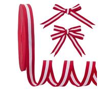 PH PandaHall 45.7m Red White Striped Ribbon 20mm Wide Christmas Craft Ribbon Decorative Grosgrain Ribbons Gift Wrapping Ribbons for Xmas Party Home Decoration Sewing DIY Crafts