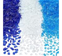 PH PandaHall 450g Crushed Glass Beads, 3 Colours Art Filler Glass Rocks Aquarium Decoration Stone for Resin Crafting Vase Fillers Fire Pit Glass Aquarium Landscape Decor DIY Projects