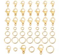 PH PandaHall 45pcs 3 Sizes 24K Gold Plated Lobster Claw Clasps with 150pcs 4/6/8mm Open Jump Rings Jewellery Clasps Jewellery Findings for Earring Bracelet Necklace Pendants Jewellery DIY Craft Making