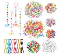 PH PandaHall 477pcs Bead Keychain Making Kit Colourful Letter Beads Bow Charms Keychain Making Kit Bead Keychain Kits for Keychain Lanyard Friendship Bracelet Making Party Favors Craft Supplies