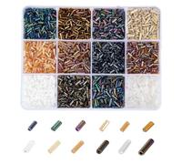 PH PandaHall 4806pcs 12 Styles Glass Bugle & Seed Beads, Loose Spacer Beads for Earrings, Bracelets, Necklaces & Waist Chain Jewelry Making, 6x2mm & 4x2mm