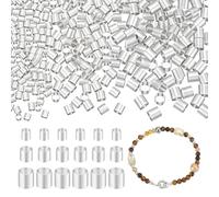 PH PandaHall 480pcs Brass Tube Beads 1.5mm 2mm 2.5mm Crimp Beads Column Sivler Bracelet Spacers for Necklace DIY Jewellery Making Christmas Mother's Day Gift Decoration, Hole 1~2mm