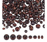 PH PandaHall 480pcs Wooden Spacer Beads 4 Style Wooden Hair Beads Coconut Brown Wood Macrame Bead Natural Painted Wood Bead for Jewellery Hair Braids DIY Craft Farmhouse Lanyard Decor, 2~3mm Hole