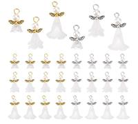 PH PandaHall 48pcs 6 Styles Angel Wing Charms, Angel Fairy Pendants White Angel Pearl Bead Wings Guardian Fairy Angel Pendants for Earrings Necklace Bracelet Keychain Jewelry, Golden/Platinum